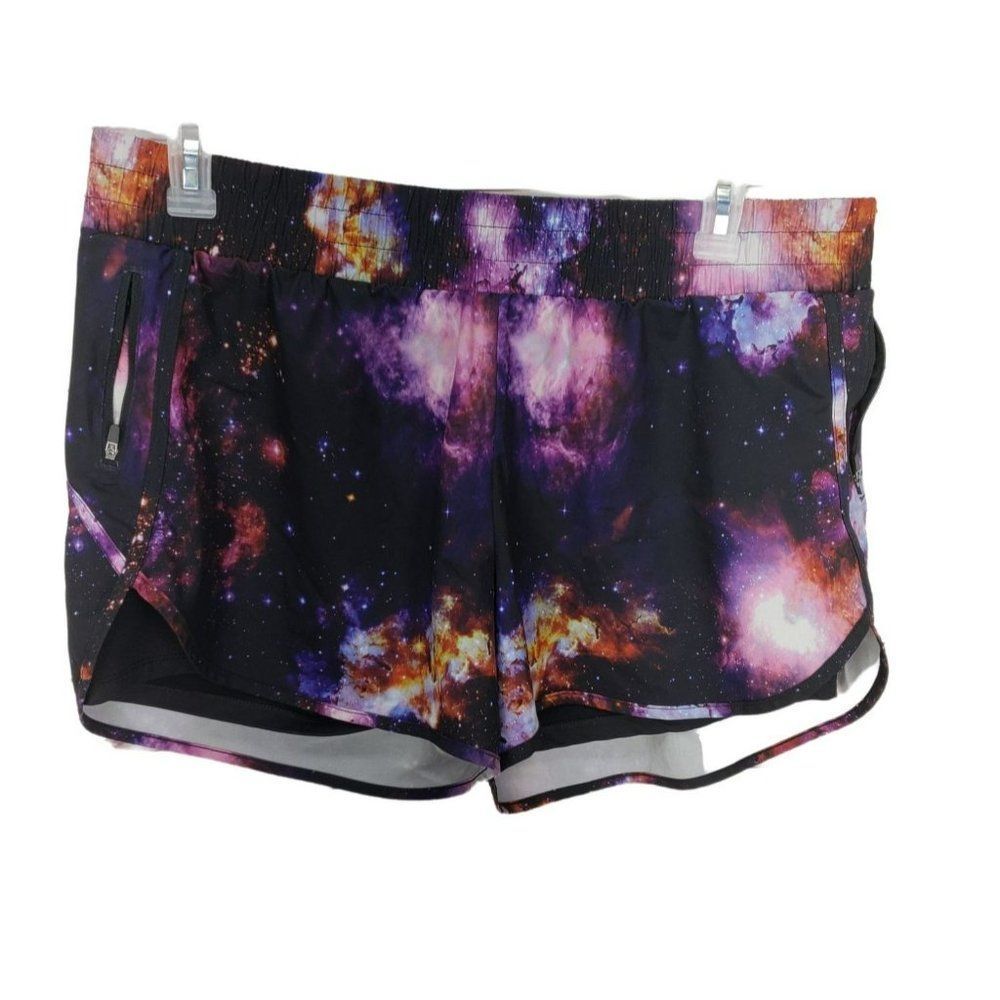 Avia Women's Black Cosmic‎ Athletic Gym Running Shorts Size XL X-Large